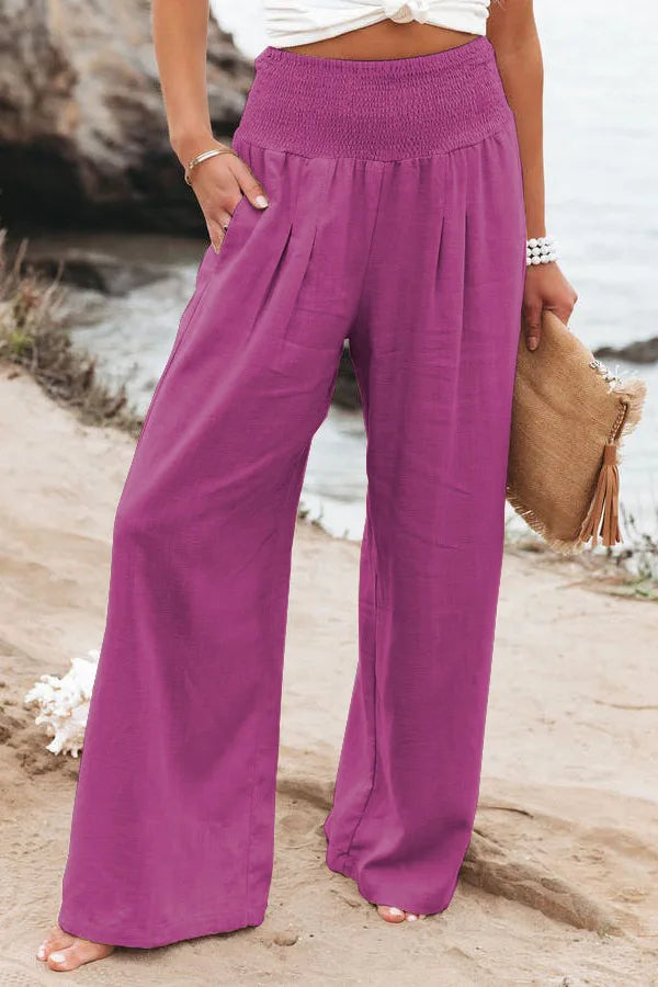 Rosa | Wide-Leg-Strandhose mit Kordelzug