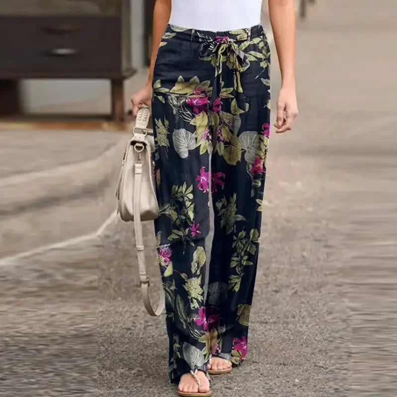 Elena | Blumen-Print-Hose, Straight Leg