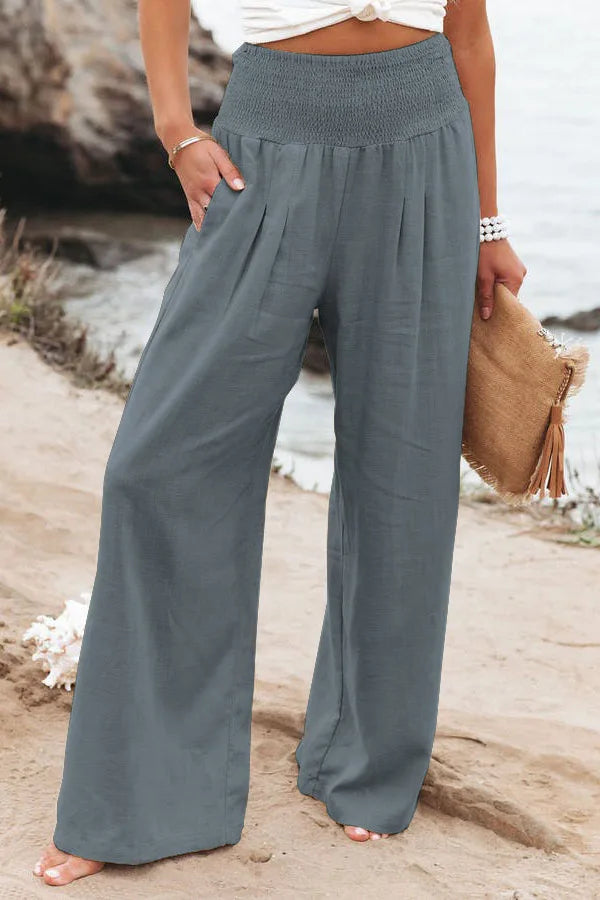 Rosa | Wide-Leg-Strandhose mit Kordelzug