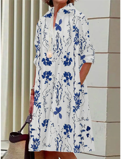 Bella | Blumen-Minikleid mit Hemdkragen