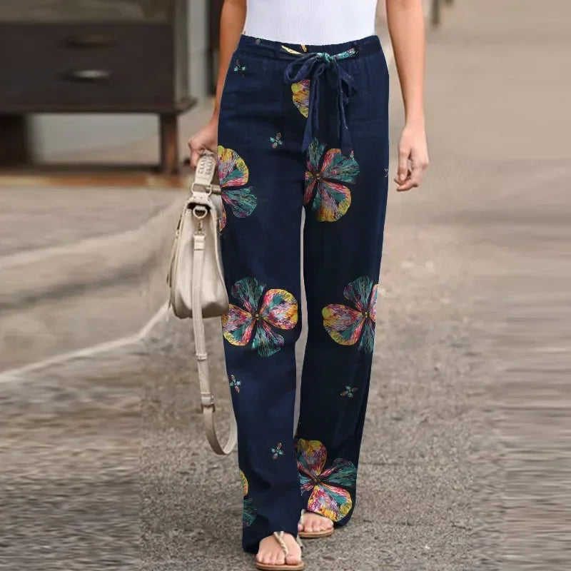 Elena | Blumen-Print-Hose, Straight Leg