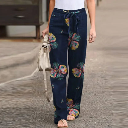 Elena | Blumen-Print-Hose, Straight Leg