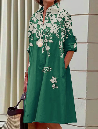 Bella | Blumen-Minikleid mit Hemdkragen