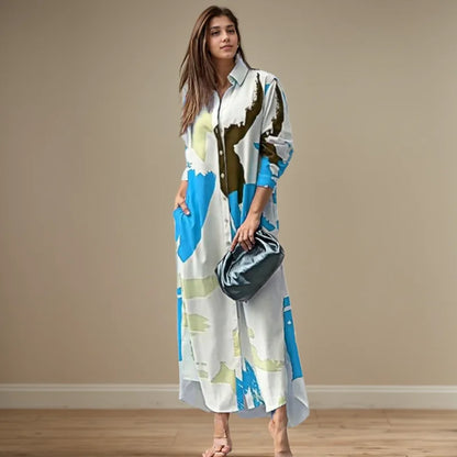 Aria | Print-Hemdblusenkleid mit Seitenschlitz