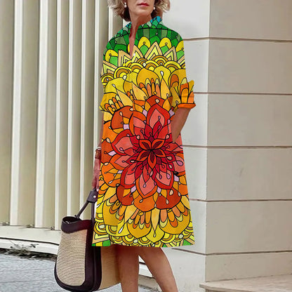 Coral | Print-Hemdkleid mit Langarm