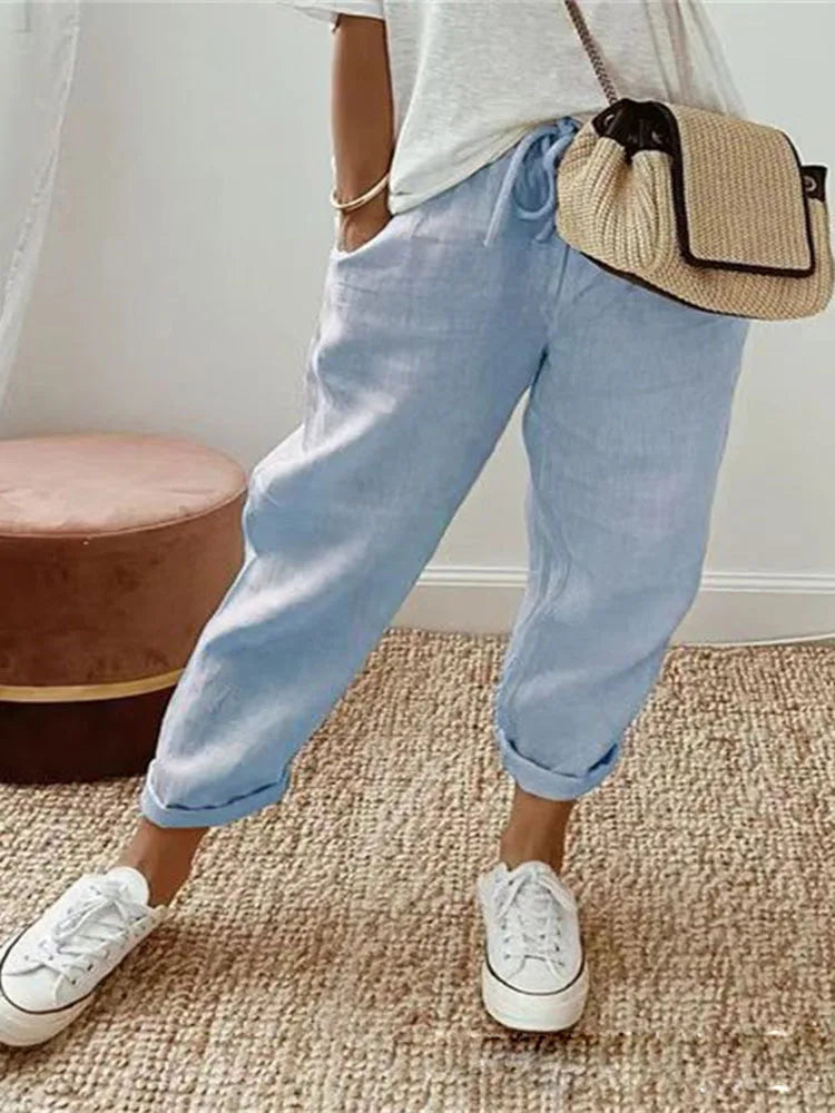 Siena | High-Waist-Leinenhose mit Kordelzug