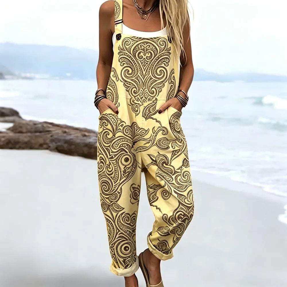 Duna | Ärmelloser Boho-Print-Jumpsuit