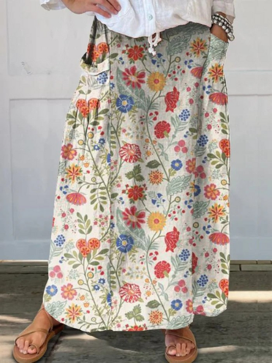 FABI | FLORAL PRINT ELASTIC WAISTBAND POCKET SKIRT