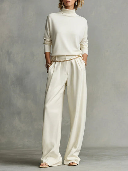 ROSIE | SOFT TURTLENECK TOP AND FLOWING WIDE LEG PANTS SET