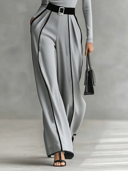 SOPHIE | WHITE TRIM HIGH NECK TOP AND WIDE LEG PANTS SET