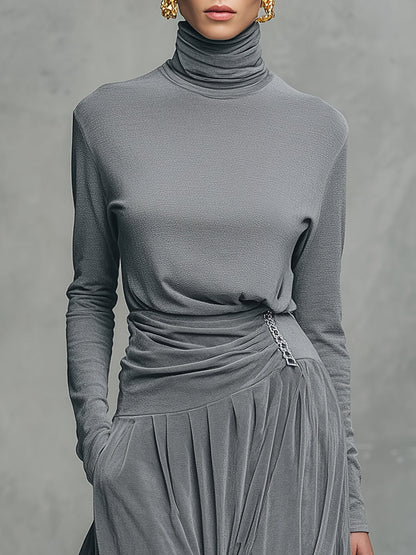 EMMA | ELEGANT STAND UP COLLAR TOP AND VELVET SKIRT SET