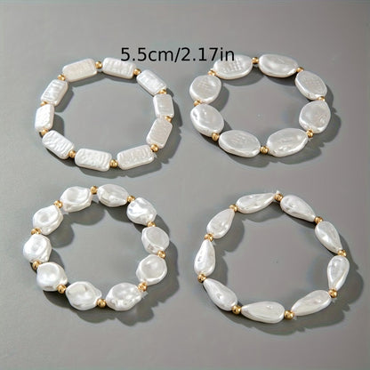 VALORA | PEARL STATEMENT BRACELET SET OF 4