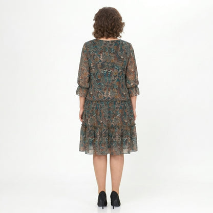 NOREEN | PAISLEY PRINT CHIFFON MIDI DRESS WITH TUMMY COVERAGE