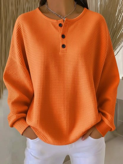 MIRABEL | COSY WAFFLE HENLEY SWEATSHIRT