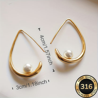 SELENA | CRESCENT PEARL HOOP EARRINGS