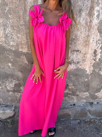 SYBIL | BOW STRAP U-NECK MAXI DRESS