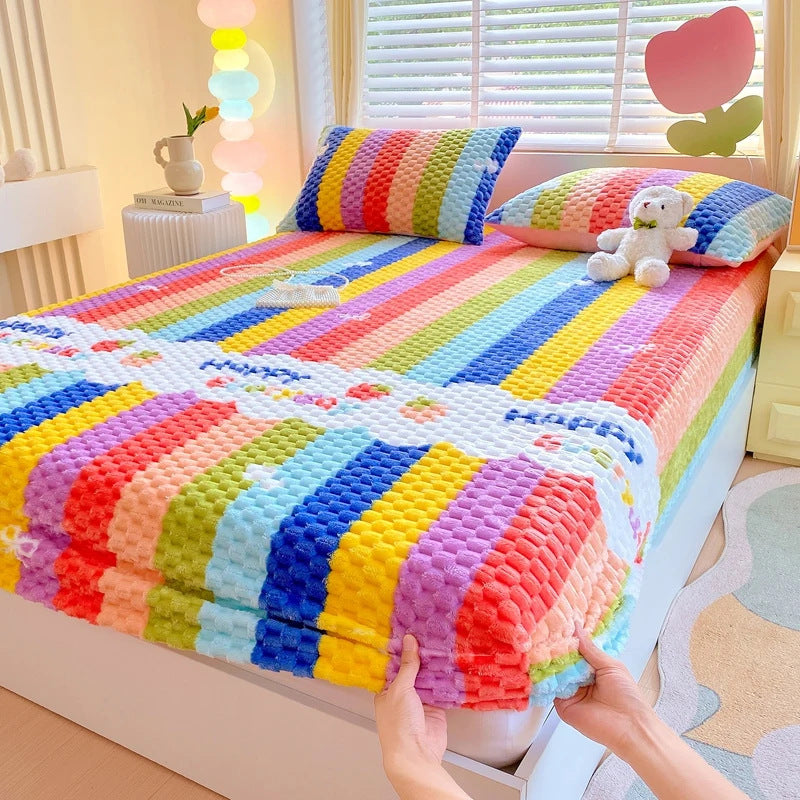 RAINBOWCOSY | COLOURFUL STRIPED PLUSH BEDDING SET