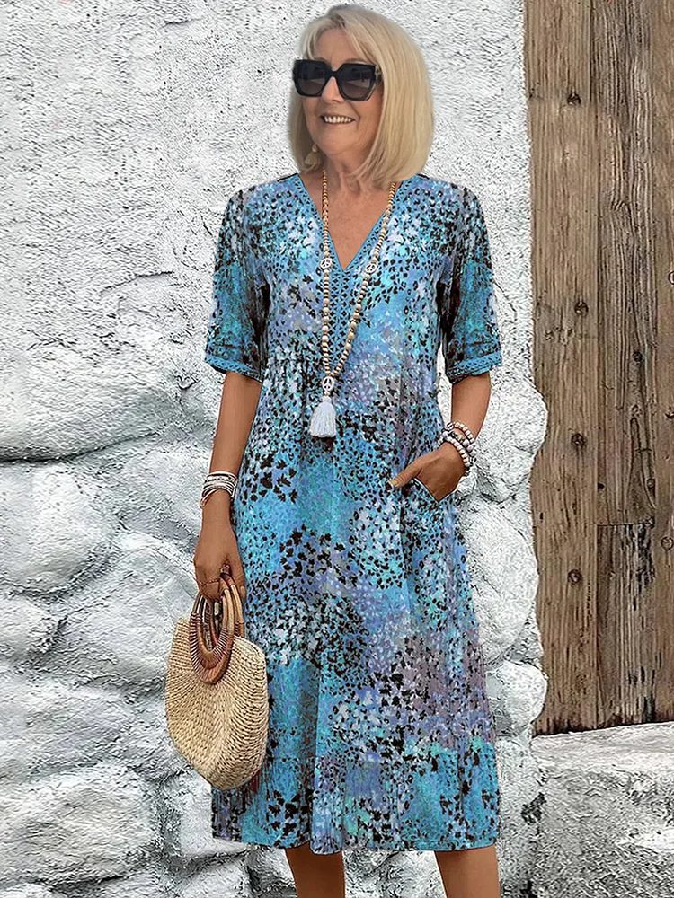 GLORIA | VIBRANT MIDI DRESS WITH ELEGANT TUMMY COVERAGE