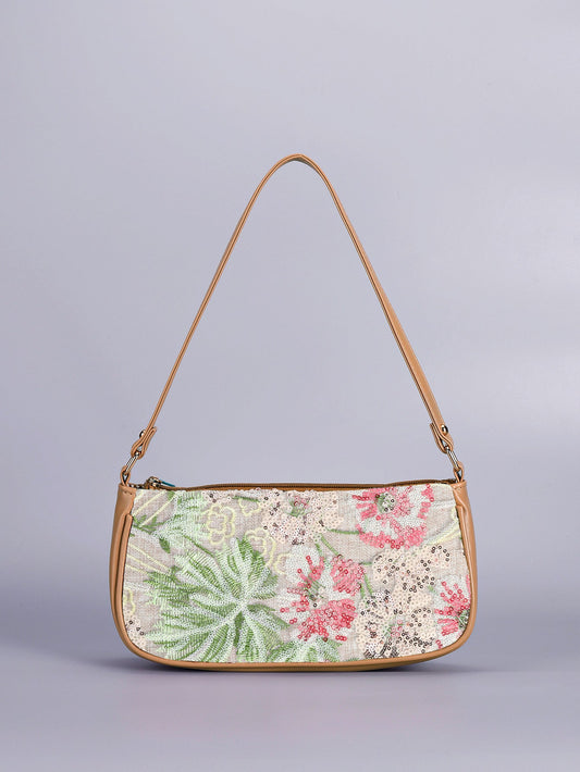 SPRINGBLOOM | PINK FLORAL SEQUIN SHOULDER BAG