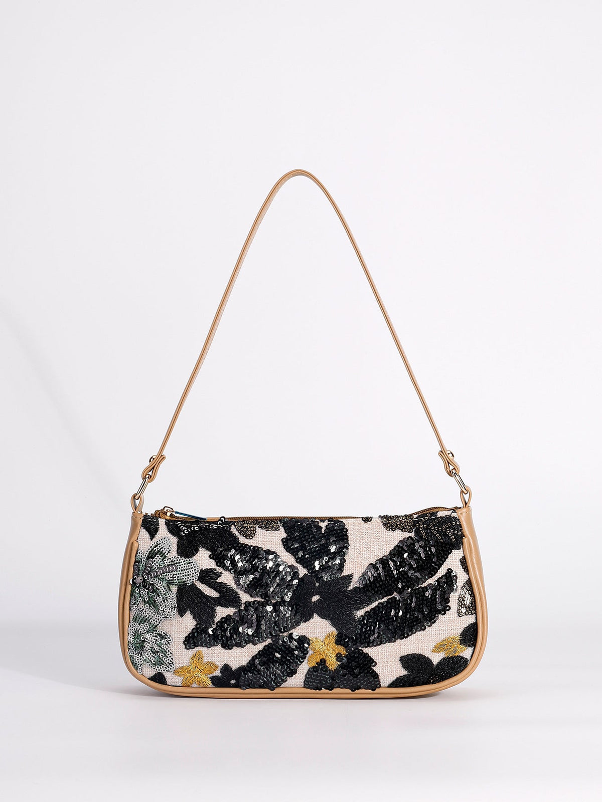 NOIRBLOOM | BLACK FLORAL SEQUIN SHOULDER BAG