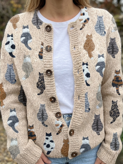 CLEMENTINE | COZY CAT PRINT CARDIGAN