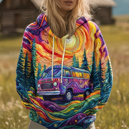 VANESKA | SUNBURST PRINT Y2K HOODIE