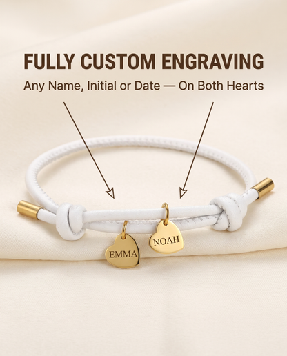DOUBLE HEART LEATHER BRACELET