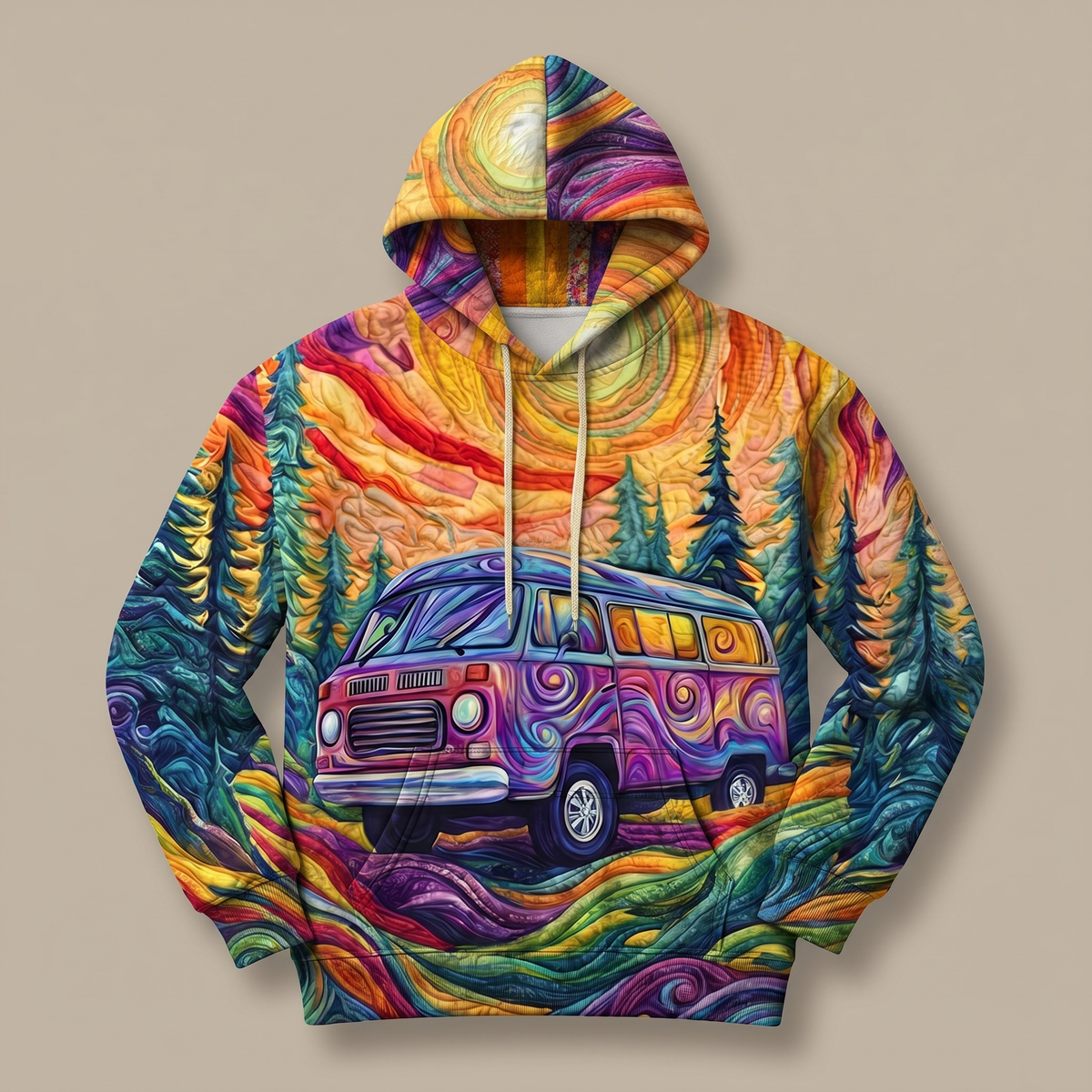 VANESKA | SUNBURST PRINT Y2K HOODIE