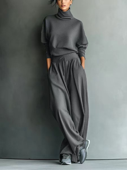 GRACE | GREY BLENDED SWEATSHIRT AND WIDE LEG PANTS SET