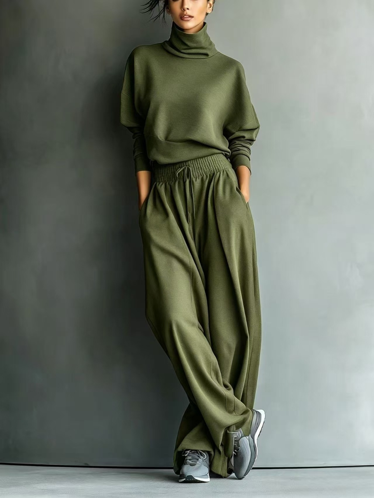 GRACE | GREY BLENDED SWEATSHIRT AND WIDE LEG PANTS SET