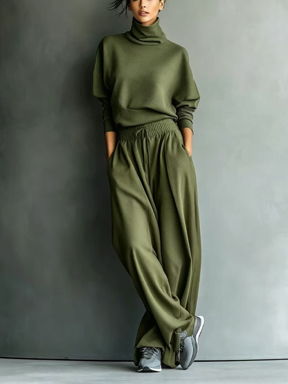 GRACE | GREY BLENDED SWEATSHIRT AND WIDE LEG PANTS SET