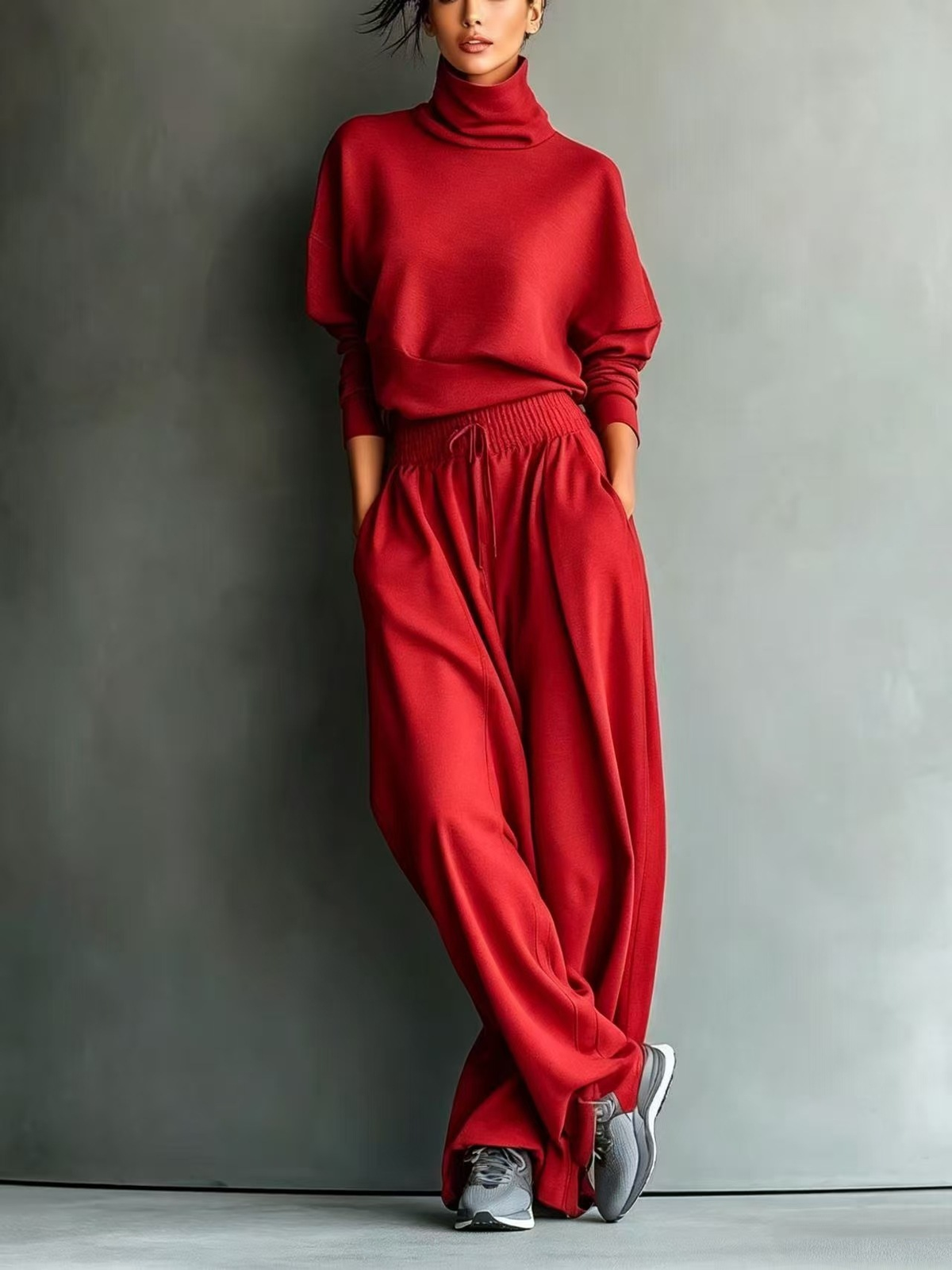 GRACE | GREY BLENDED SWEATSHIRT AND WIDE LEG PANTS SET