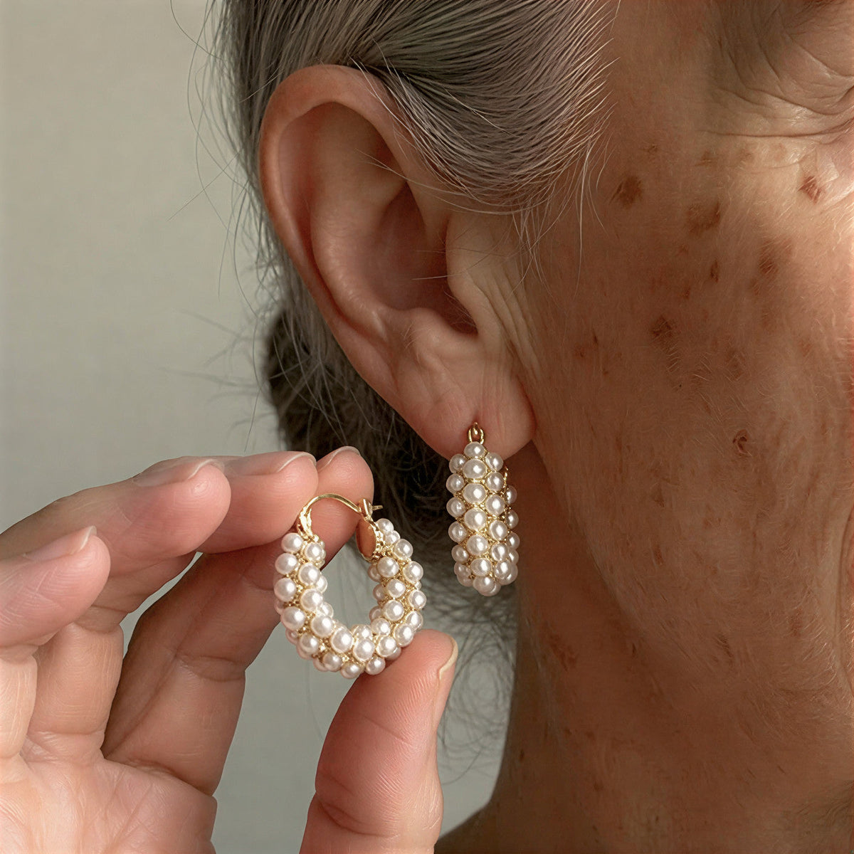 LYANNA | LAYERED PEARL HOOP EARRINGS