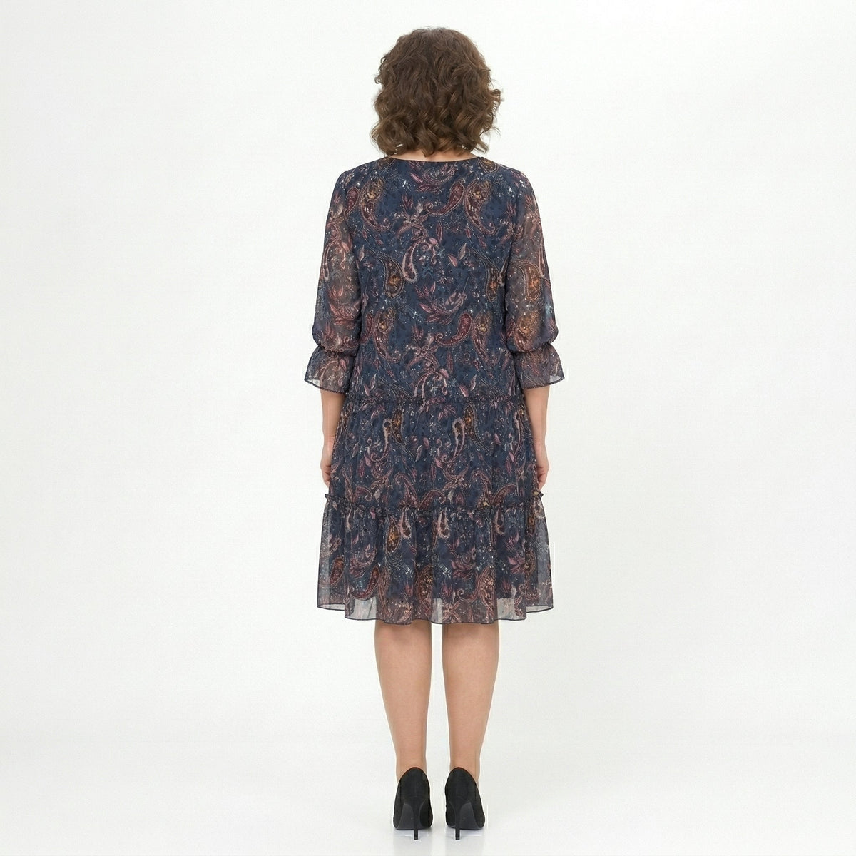 NOREEN | PAISLEY PRINT CHIFFON MIDI DRESS WITH TUMMY COVERAGE