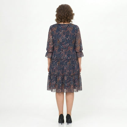 NOREEN | PAISLEY PRINT CHIFFON MIDI DRESS WITH TUMMY COVERAGE